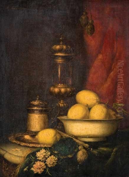 Bodegon Con Limones Oil Painting by Gustave Barrier