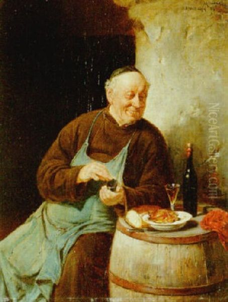 The Monk's Repast Oil Painting by Adolf Humborg
