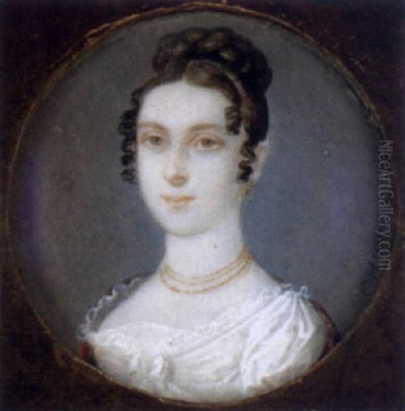 Bildnis Einer Jungen Dame Mit Lockchenfrisur Oil Painting by Carl Hummel