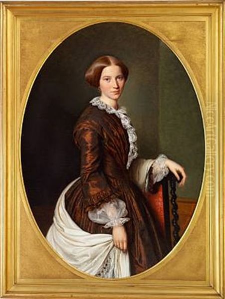 Portrait Of Vilhelmine Severine Schultz, Nee Lund (+ Martin Peter Schultz; Pair) Oil Painting by Andreas Hunaeus