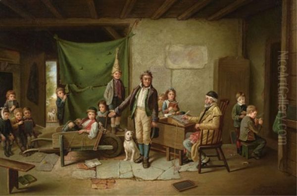 Schoolroom Interior Oil Painting by Charles, Hunt Jnr.
