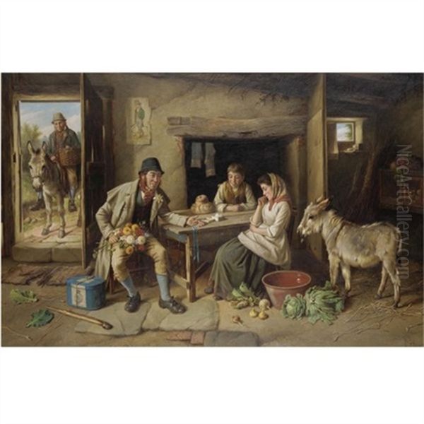 A Gift For The Lady Oil Painting by Charles, Hunt Jnr.