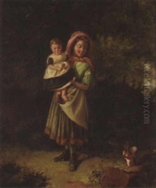 The Squirrel Oil Painting by Charles, Hunt Jnr.