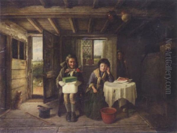 The Suitor Oil Painting by Charles, Hunt Jnr.