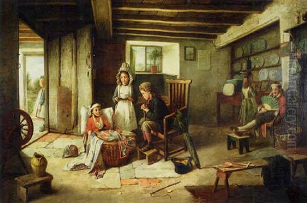 Le Petit Malade Oil Painting by Charles, Hunt Jnr.