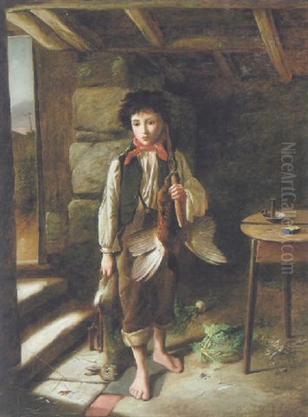 The Young Poacher Oil Painting by Charles, Hunt Jnr.