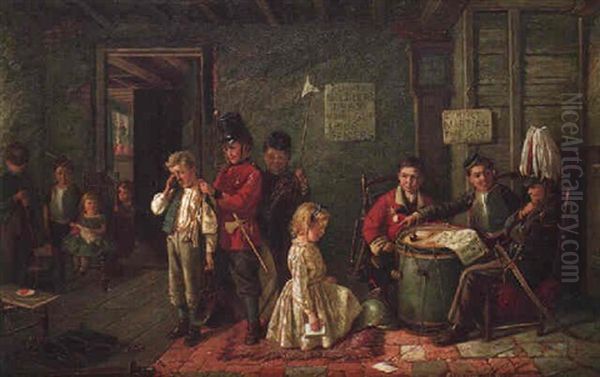 The Court Martial Oil Painting by Charles, Hunt Jnr.