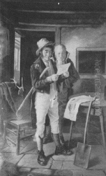 Irish Genre Scene Oil Painting by Charles, Hunt Jnr.