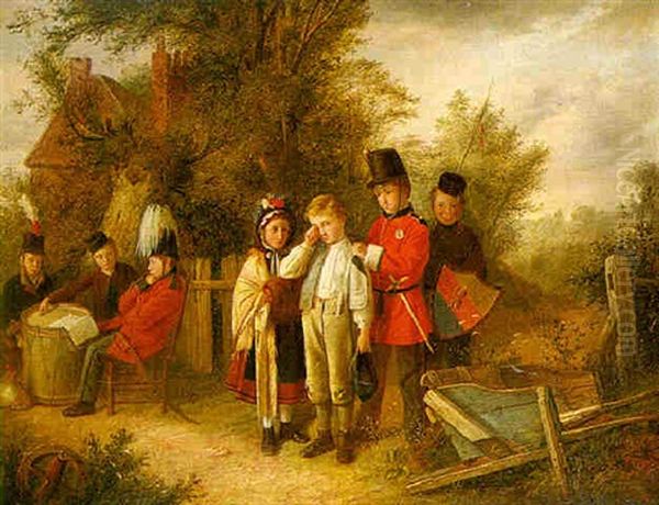 A Drumhead Court Martial Oil Painting by Charles, Hunt Jnr.