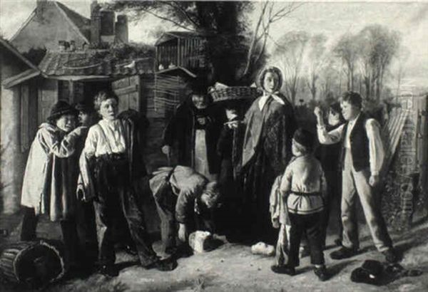 The Little Rivals Oil Painting by Charles, Hunt Jnr.