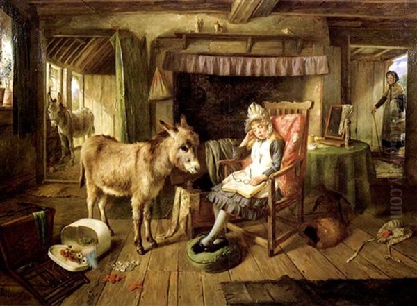 Unexpected Visitors Oil Painting by Charles, Hunt Jnr.