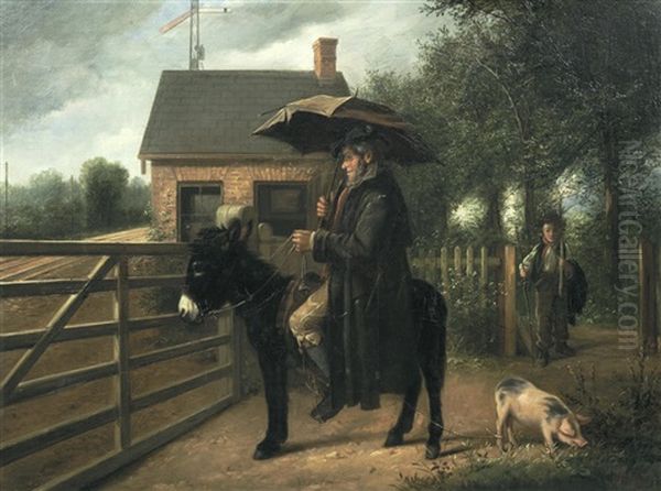 Waiting At The Level Crossing Oil Painting by Charles Hunt