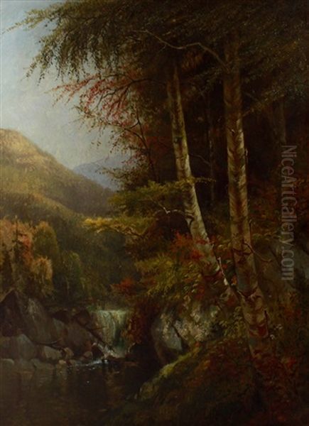 Mountain River Landscape (adirondacks?) Oil Painting by Charles Day Hunt
