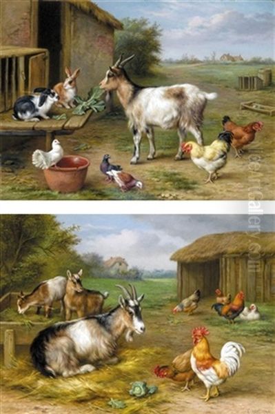 Feeding Time (pair) Oil Painting by Edgar Hunt