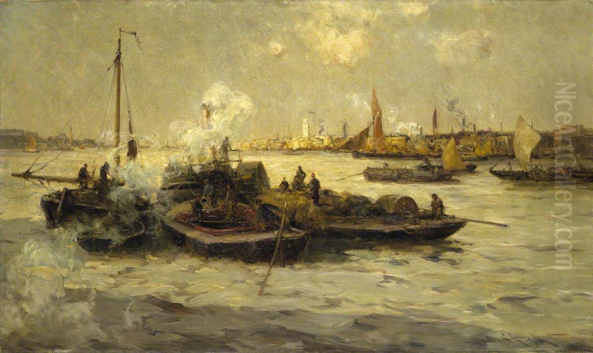 Limehouse Reach Oil Painting by Edmund Aubrey Hunt