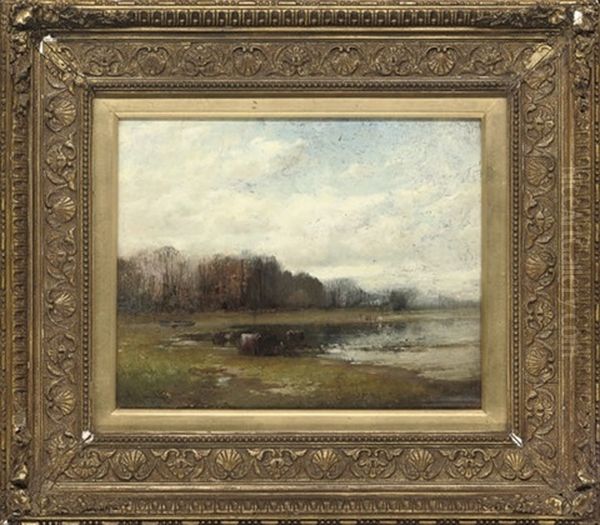 Cattle Watering Oil Painting by Edmund Aubrey Hunt