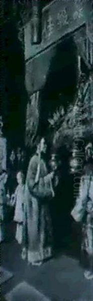 Chinatown Scene Oil Painting by Esther Anna Hunt