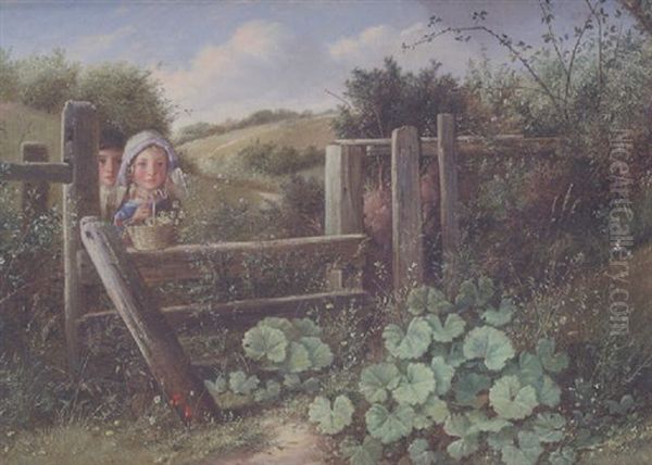 Gathering Flowers Oil Painting by Charles Hunt