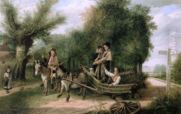 A Mishap At The Crossroads Oil Painting by Charles Hunt