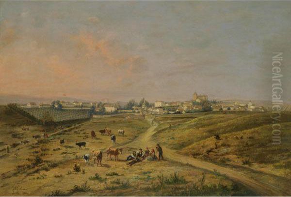 Paisaje Andaluz (andalusian Landscape) Oil Painting by Manuel Barron y Carrillo