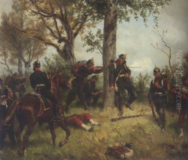 Gefechtszene Aus Dem Deutsch-franzosischen Krieg Oil Painting by Emil Hunten