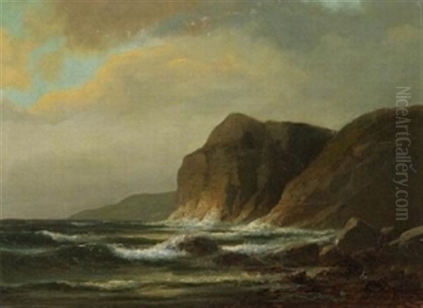 Felsenkuste Oil Painting by Franz Johann (Wilhelm) Huenten