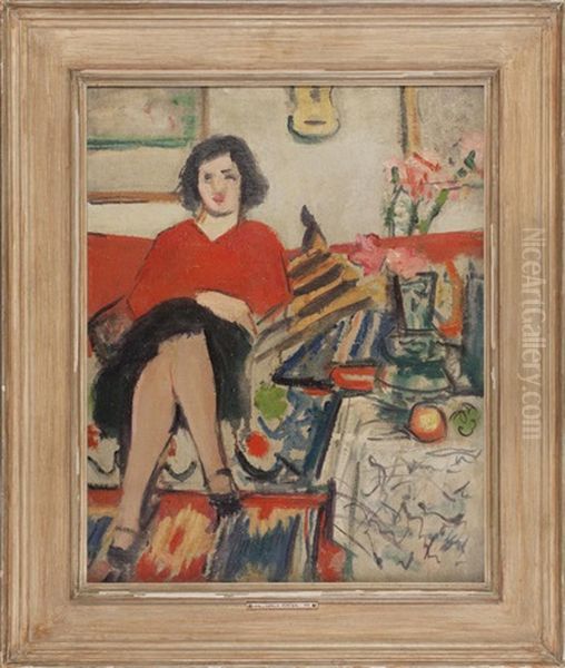 Interior With Figure Oil Painting by George Leslie Hunter