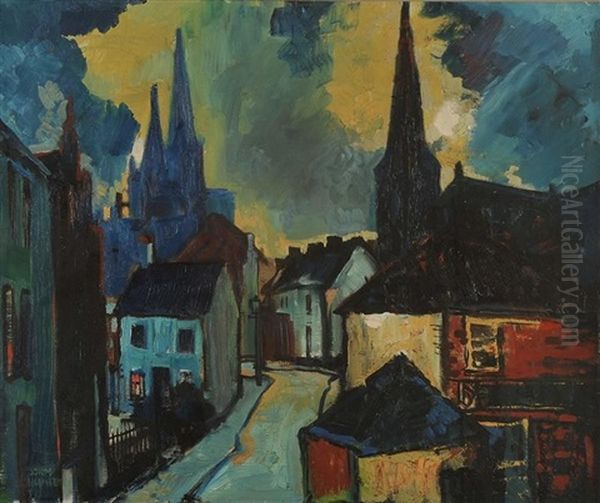 Street In Omagh Oil Painting by John Frederick Hunter