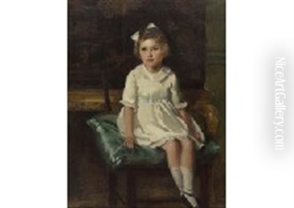 The Girl With Ribbon Oil Painting by John Young Hunter