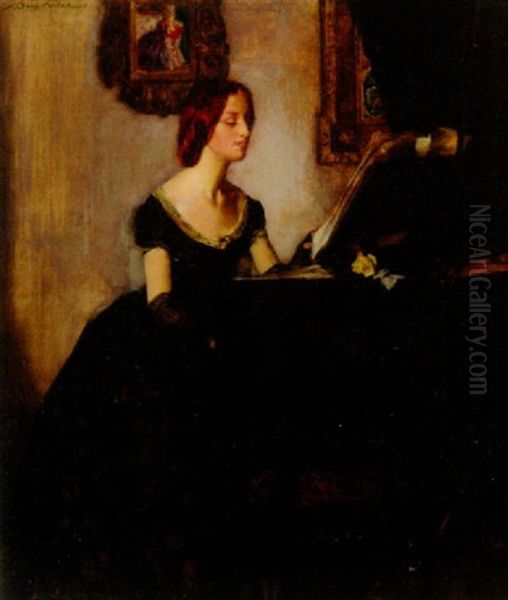 At The Piano Oil Painting by John Young Hunter