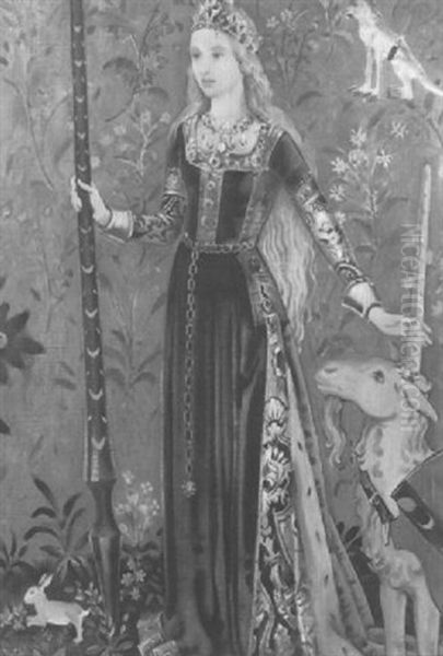 The Lady And The Unicorn Oil Painting by John Young Hunter