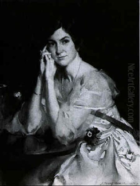 Portrait Of Mrs. John Churchill Oil Painting by John Young Hunter