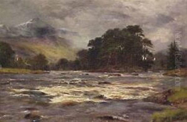 River Scene Oil Painting by Louis Bosworth Hurt