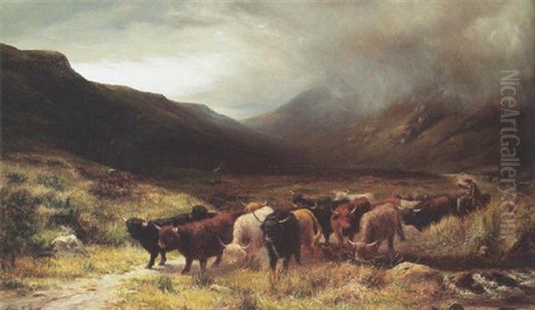 Crossing The Stream Oil Painting by Louis Bosworth Hurt