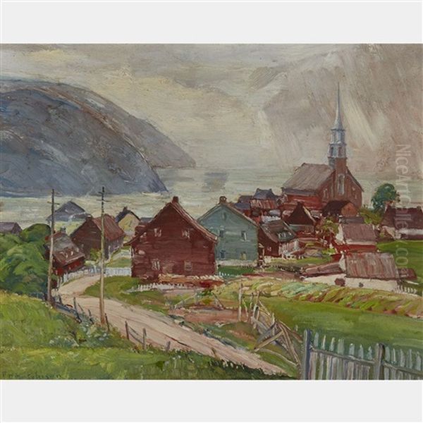 Village, Lower St. Lawrence, Quebec Oil Painting by Frederick William Hutchison