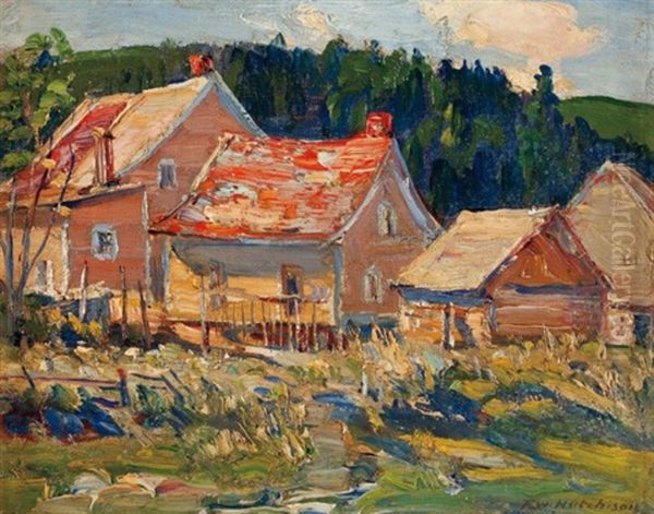 Habitant Farm House Oil Painting by Frederick William Hutchison