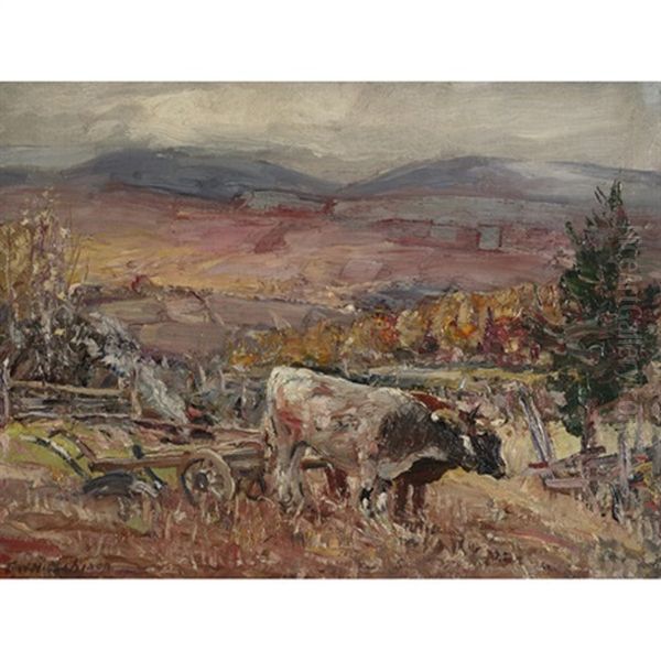 Plowing, Baie St. Paul Oil Painting by Frederick William Hutchison