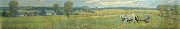 Cutting The Mid Summer Hay Oil Painting by Frederick William Hutchison