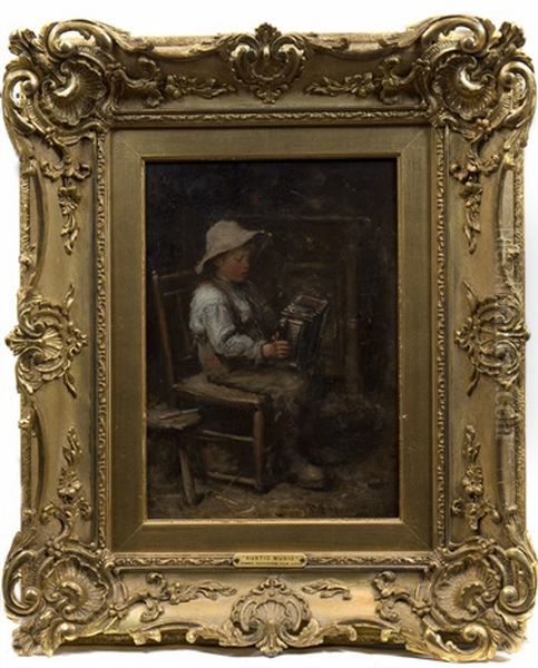 Rustic Music Oil Painting by Robert Gemmell Hutchison