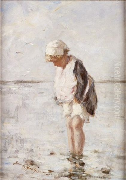 Wading Oil Painting by Robert Gemmell Hutchison