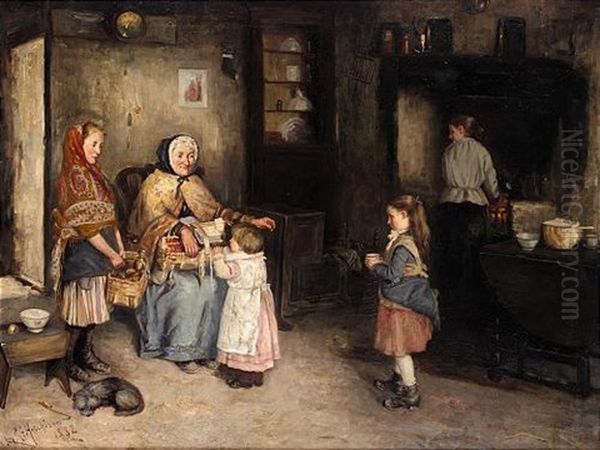 A Visit From Granny Oil Painting by Robert Gemmell Hutchison