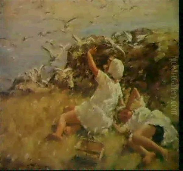 On The Cliff Tops Oil Painting by Robert Gemmell Hutchison