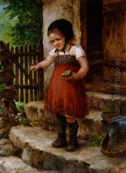 Madchen Mit Maikafer Oil Painting by Arthur Hutschenreuter