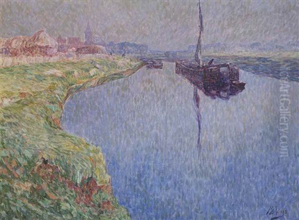 De Kalme Leie, Ousselgem - Lys Calme Oil Painting by Modest Huys