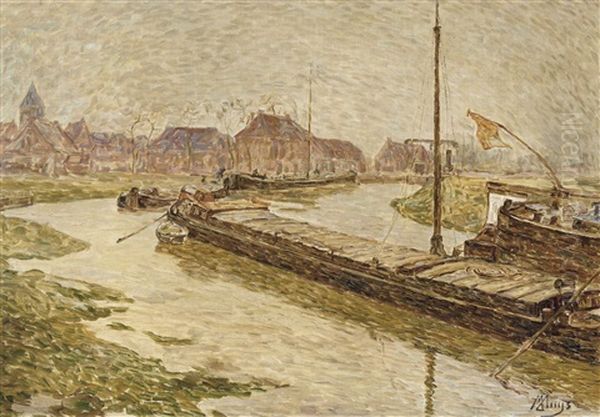 The River Lys At Vyve St. Elooi Oil Painting by Modest Huys