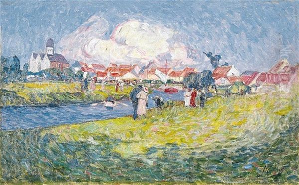 Naar Het Feest - Machelen Gilde Oil Painting by Modest Huys