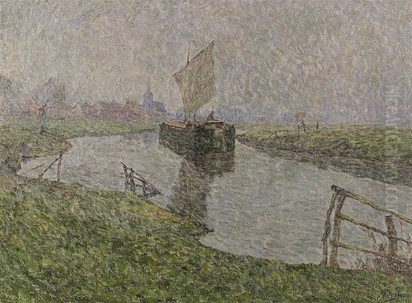 Temps Gris Sur La Lys Oil Painting by Modest Huys