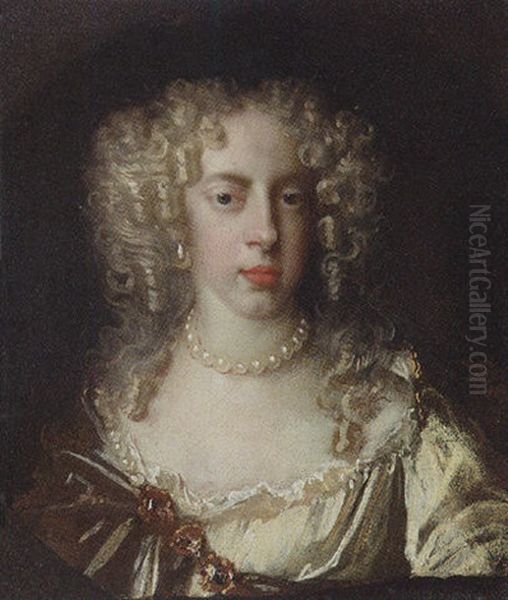 Portrait Of A Lady (frances Teresa Stuart, Duchess Of Richmond And Lennox?) In A Gold Dress Oil Painting by Jacob Huysmans
