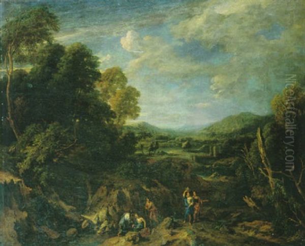 Klassische Landschaft Mit Frauen An Einem Bachlauf Oil Painting by Jan Baptiste Huysmans