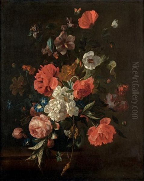 Bouquet De Fleurs Dans Un Vase Oil Painting by Justus van Huysum